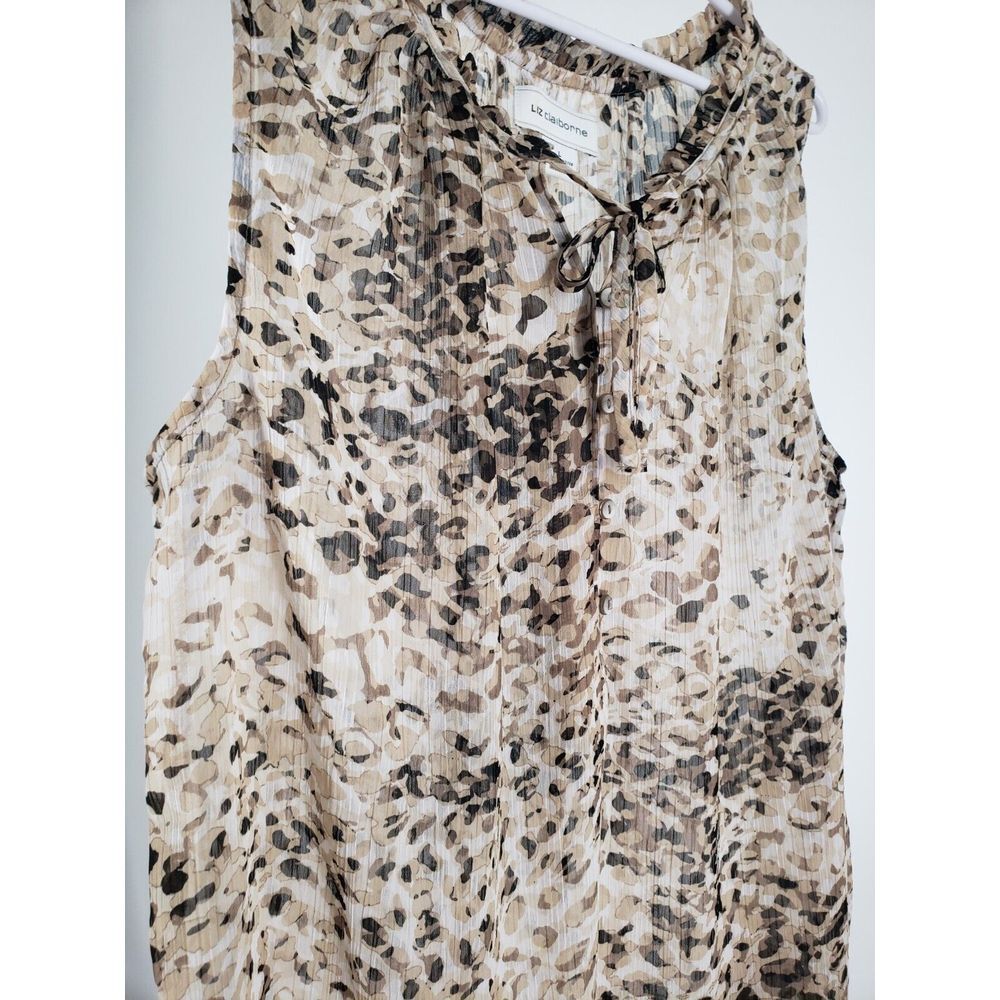 Liz Claiborne Animal Cheetah Print Tank Top Sleeveless Lightweight Size L‎